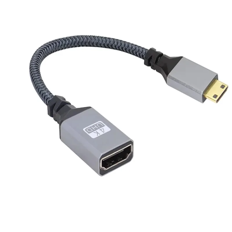 20CM 4K@60HZ Nylon Braid Gold HD V2.0 MINI MICRO HDMI Cable Male To HDMI Fmale Extension Cable For HDTV PS4 Projector