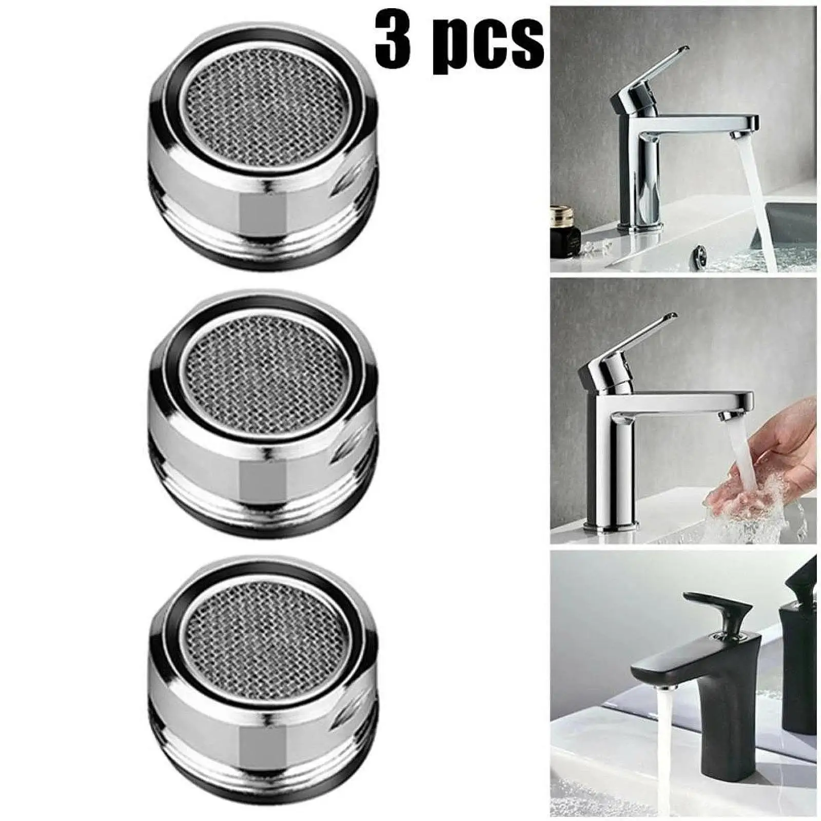 3 Pieces Faucet Aerator Supplies Foaming Water Saver Spout with Brass Shell Splashproof Faucet Head for Home Apartment Bathroom