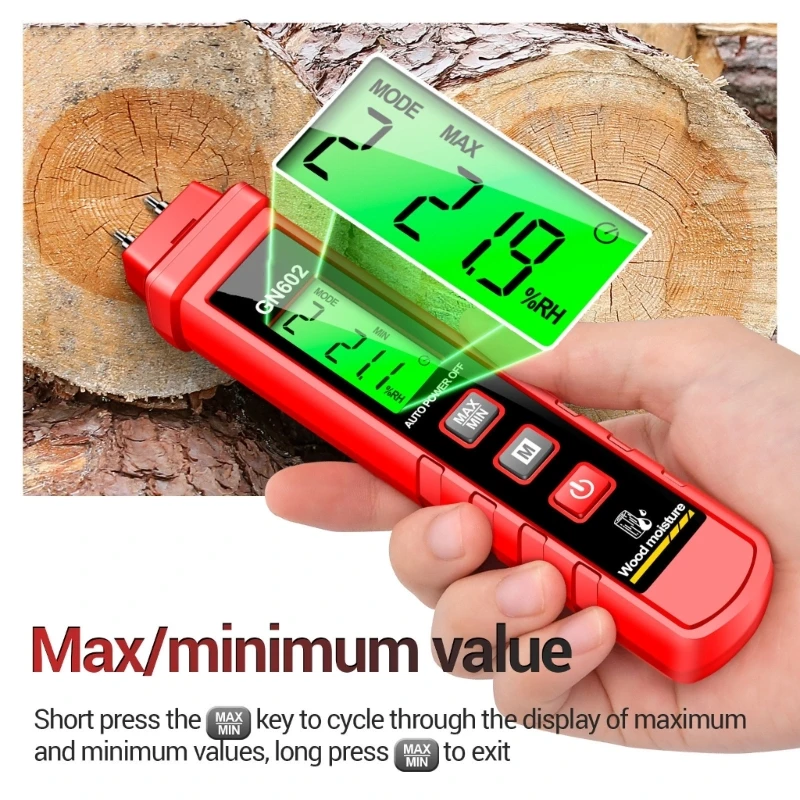 Wood Moisture Meter, Portable Pen Moisture Meter, Pin-Type Moisture Meter for Wood, Firewood, Brick, Floor, Wall M4YD