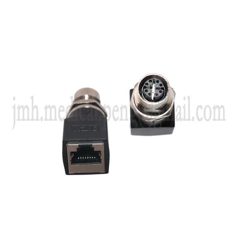 M12 4 Pin D 8-Core A Type X To RJ45 Connector  Network Cable   Male/Female Socket  Waterproof  Needle Pass  Straight Bent