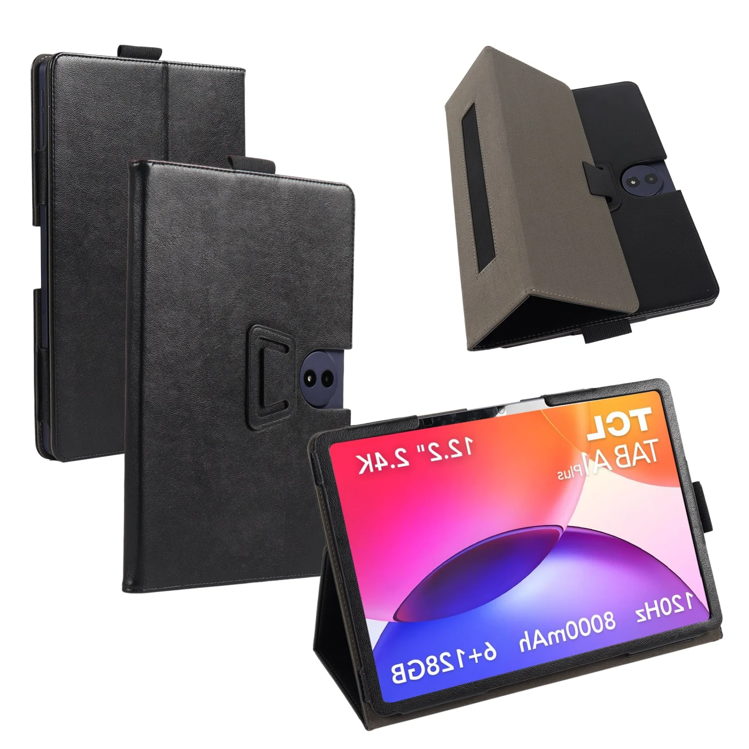 

Flip Cover for 12.2" TCL TAB A1 Plus Tablet Case 9445x Funda Stand PU Leather Cases with Hand Strap Full Body Protective Shell