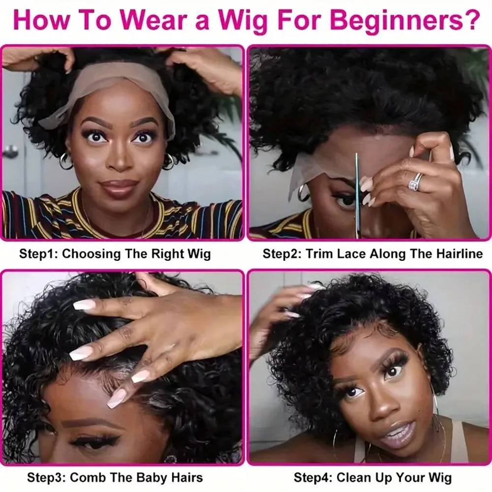 13x1 الدانتيل الجبهة 200% الكثافة قبل قطعها قصيرة شعر بشري مجعد الباروكات عابث قطع بوب غلويليس الباروكات الجبهة للنساء مع BabyHair #5