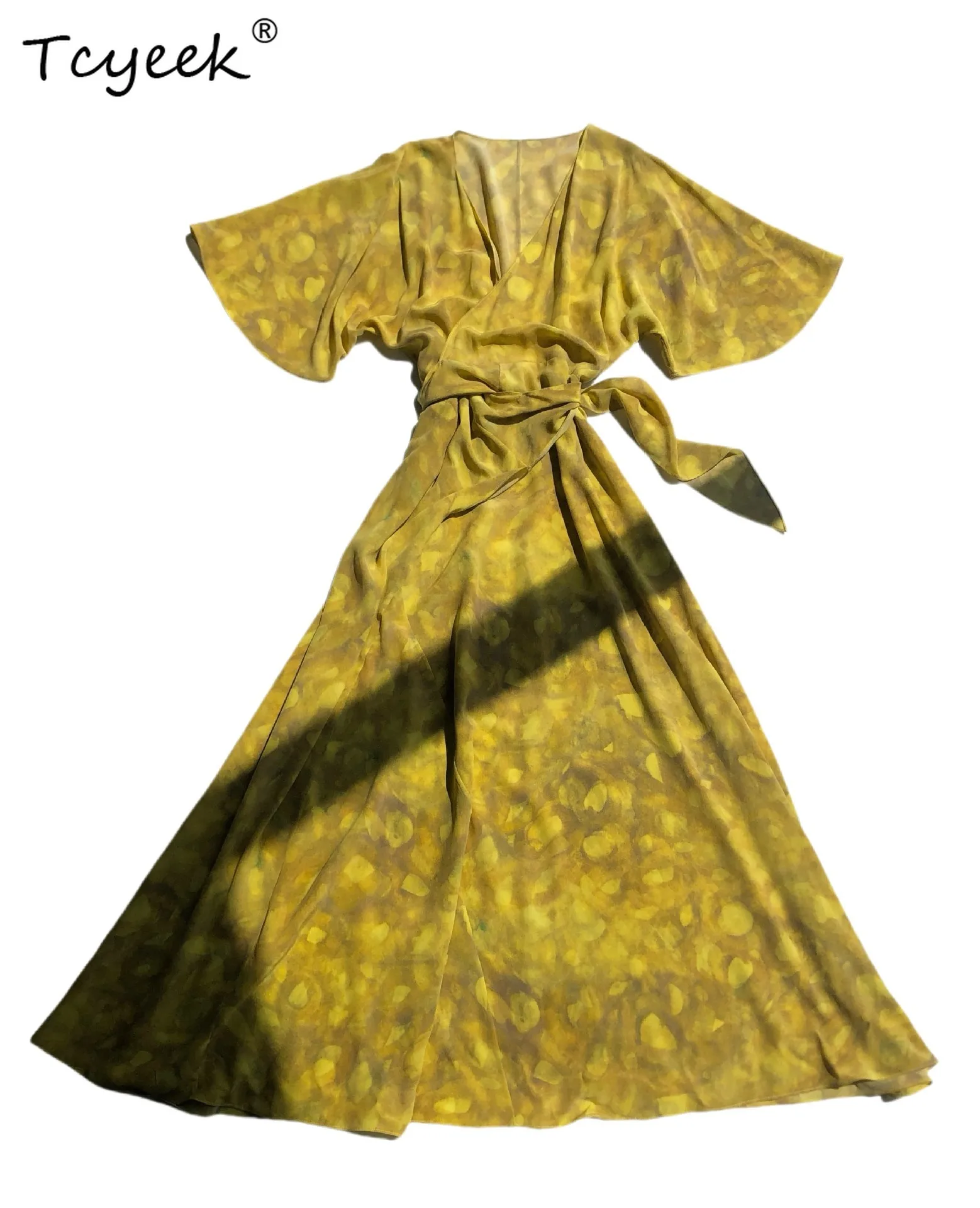 

Tcyeek 18,3 мм длинное платье из 100% тутового шелка, женское праздничное платье на шнуровке, женские платья, летняя одежда 2025, Vestidos De Mujer
