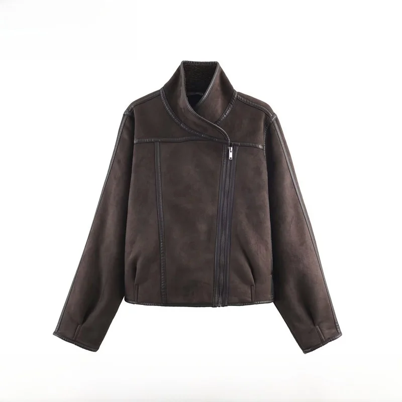 

Faionable Long Sve Double-Sided Jaet Outerwear for Women ZR Sle Streetwear Autumn Winter New Arrival Warm Polyester ...