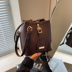 Women Fashion Bucket Bag Texture Everything 2025 Fall Fashion New Single-shoulder Crossbody Bag Solid Color Saddle Small Bags