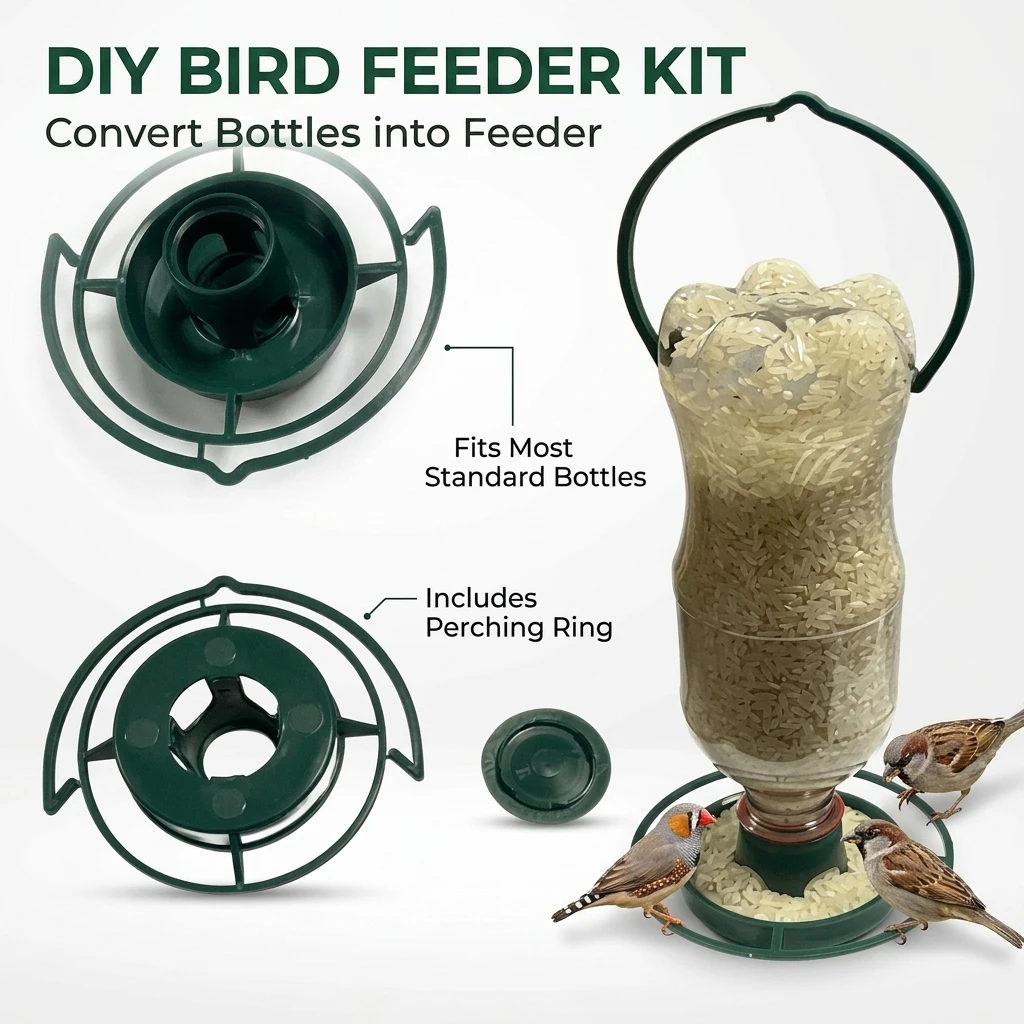 Durable Bird Feeder Soda Bottle Adapter for Garden Backyard Eco-Friendly Plastic Hanging Wild Bird Feed Station Weatherproof