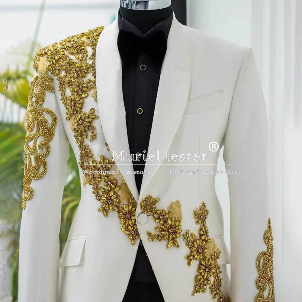 Exquisite Crystals Beaded Suits Men Sparkly Shawl lapel Prom Blazer Customized Man Formal Party Wedding Tuxedos traje de hombre