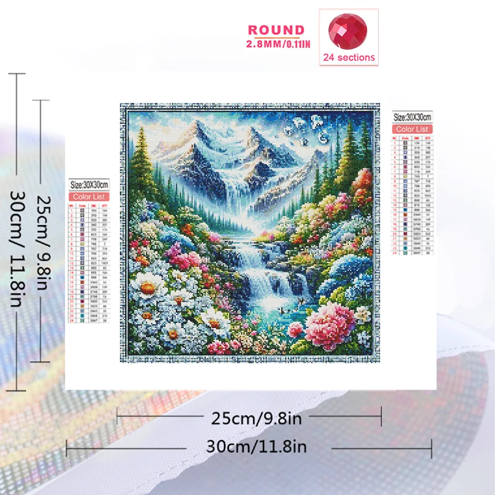 Evershine New Arrivals Diamond Painting Landscape Waterfall Full Round Square Mountain Mosaic Flower Wall Decor
