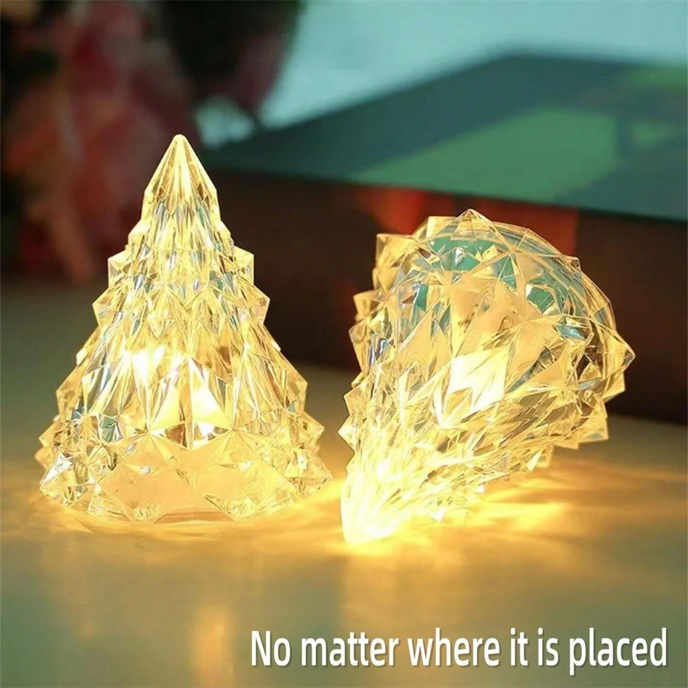 Christmas Tree Iceberg Lights Warm Light Color Crystal Lamp Snowy Mountain Romantic Nightlight LED Home Decor Sleep Light Gifts