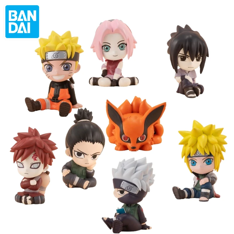 In Stock Bandai Shokugan Uzumaki Naruto Haruno Sakura Q Version Sitting Pose Anime Action Figure Toy Gift Model Collection Hobby