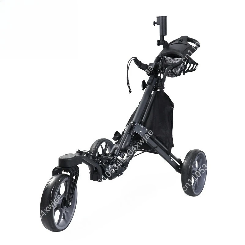 360° Swivel Wheel Golf Cart Foldable Aluminum Alloy Frame, Lightweight Push Pull Trolley for Golf Course Travel