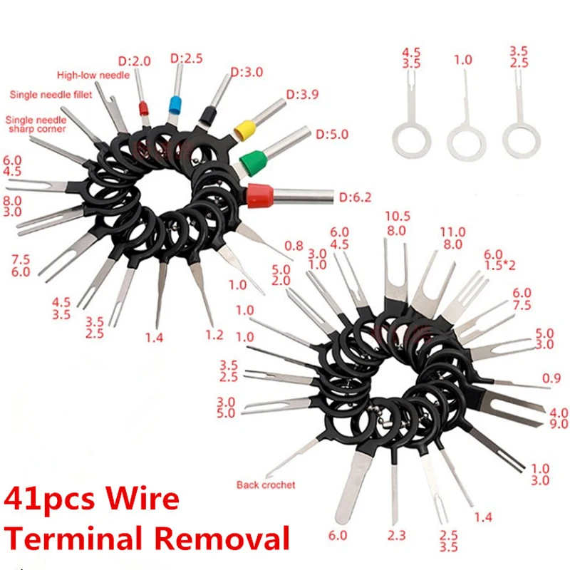 

41PCS Car Terminal Removal Electrical Stylus Wiring Crimp Connector Extractor Kit Plug Puller Terminal Repair Tool