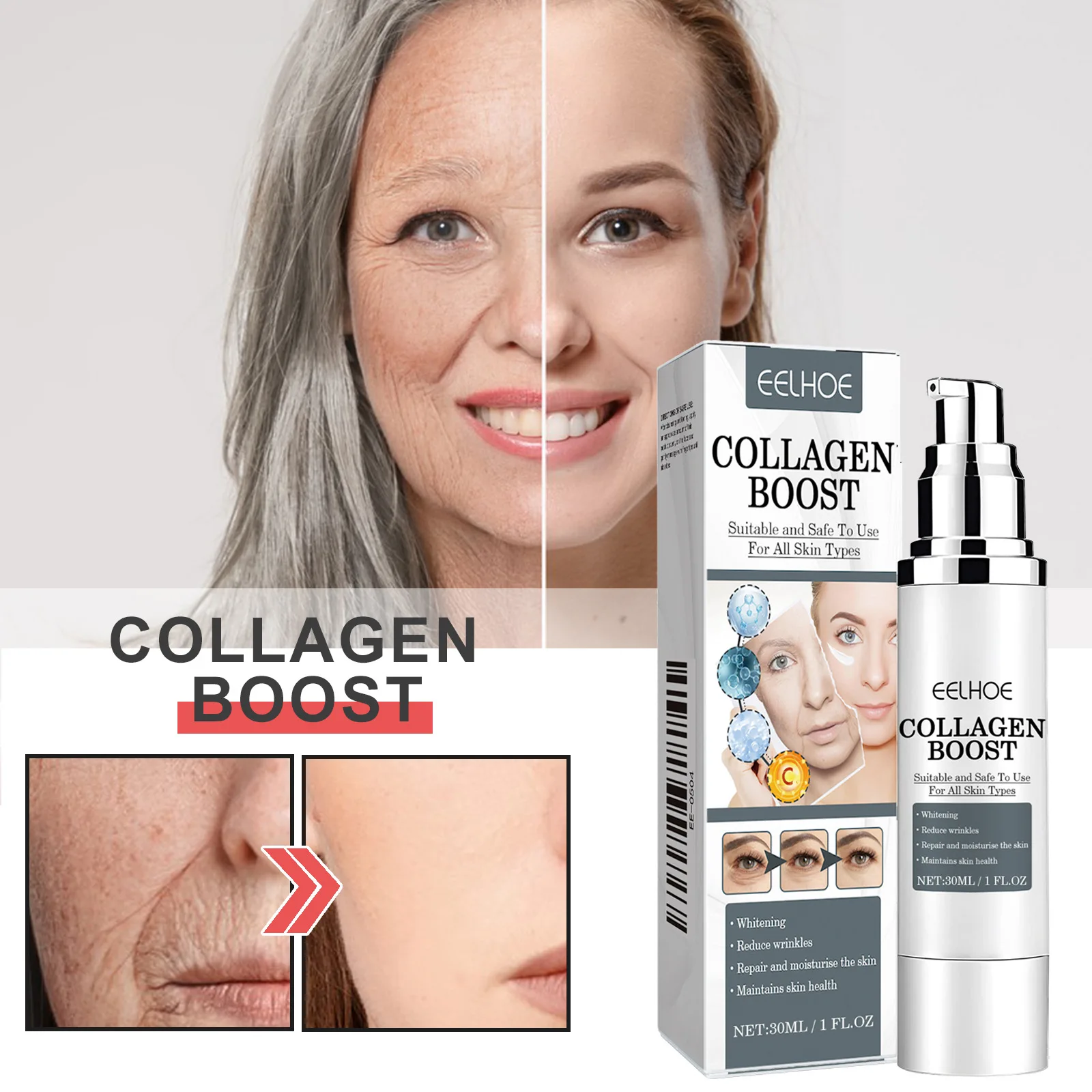 Collagen Boost Cream Anti-aging Moisturizing Repair Face Damaged V Face Lift Firm Smoothing Whitening Facial Skin Care Day Cream