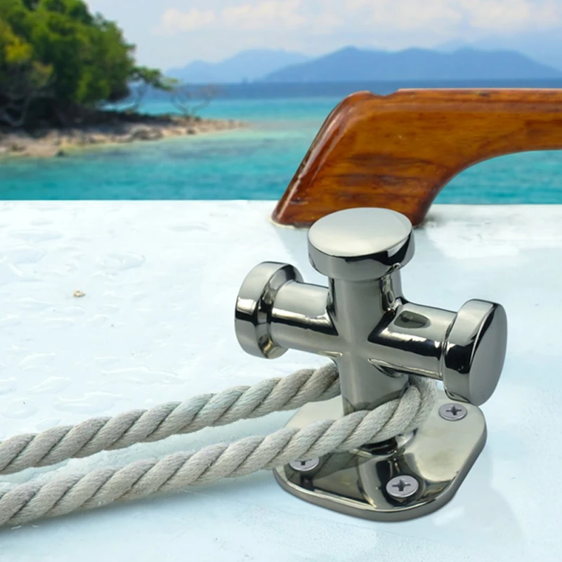 PolarLander Stainless Steel Single Cross Bollard Heavy Duty Cleat Hardware for Boat Yacht Marine 1 Pc Accessories