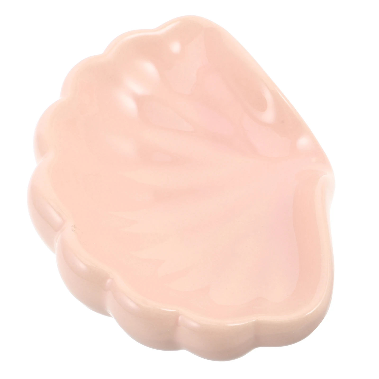 

Shell Soap Dish Ceramic Trinket Tray Bathroom Holder Bar Container Draining for Organizing Rings Decorative