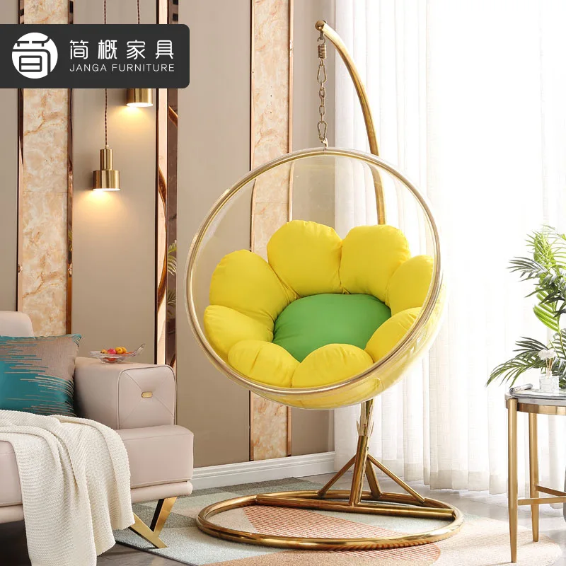 Columpio de bola de cristal para celebridades de Internet, silla de burbujas transparente, mecedora acrílica para interiores con hemisferio para balcón