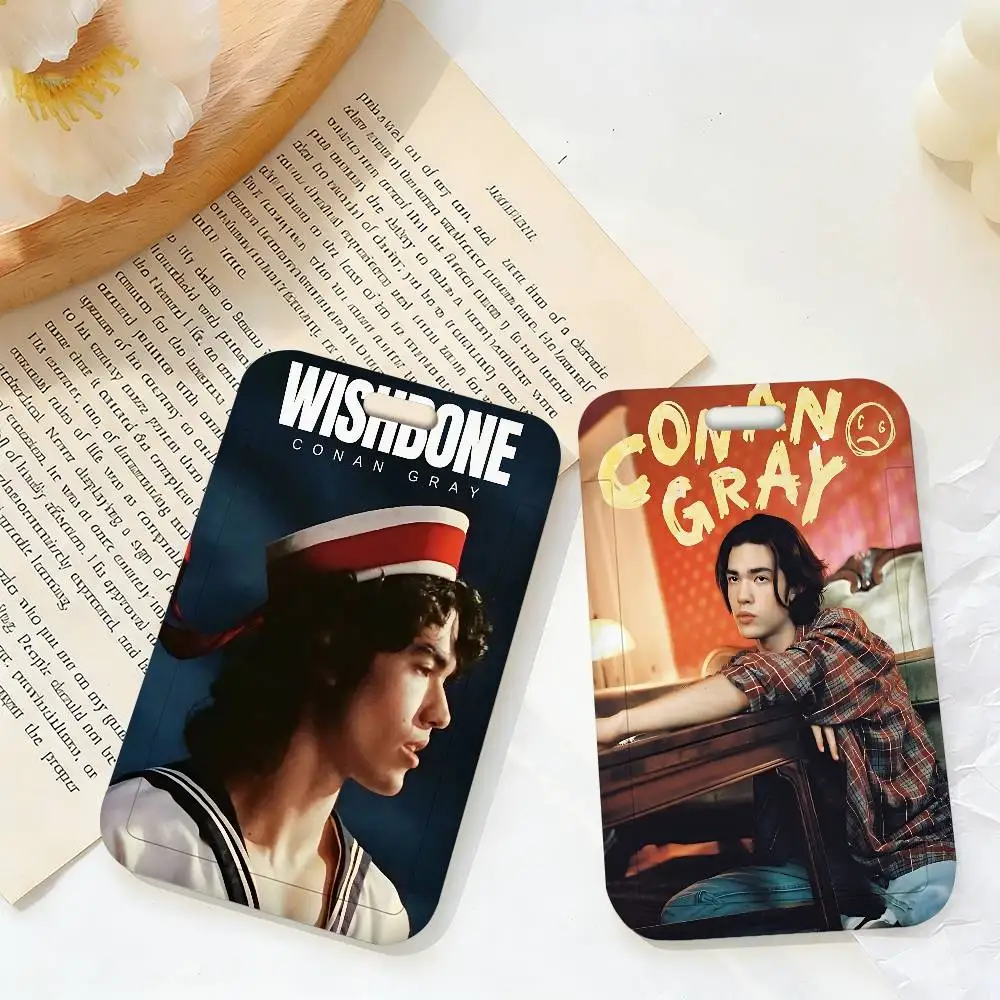 Pop Singer Conan Gray Holder ID Name Tag Cover Company Work Card Holder for Staff Employees Bus Card Sleeve with Lanyard