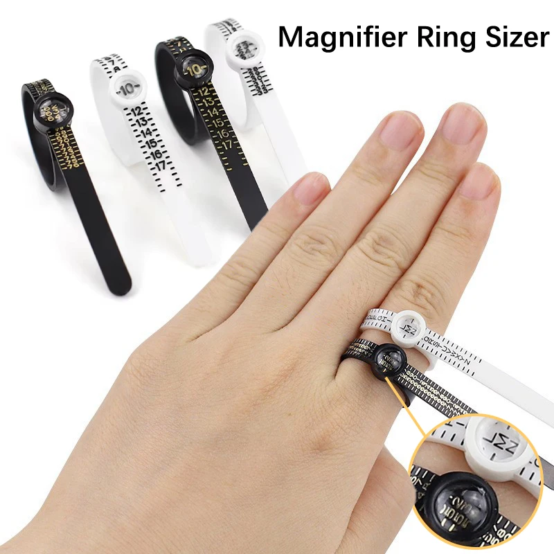 Ring Sizer Measure With Magnifier Finger Gauge Genuine Tester Finger Coil Ring Sizing Tool UK/US/EU Size Measure Ring Sizer