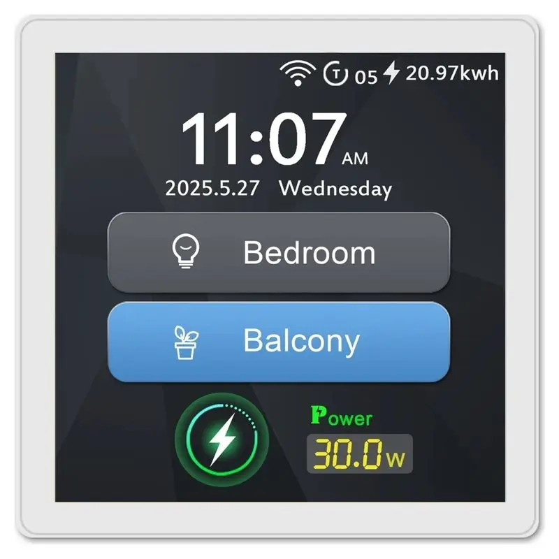 B08B-Zigbee 3.0 Smart Home Tuya App Remote Control 4-Inch Intelligence Touchscreen Switch With Type-C 30W Fast Charging EU Plug