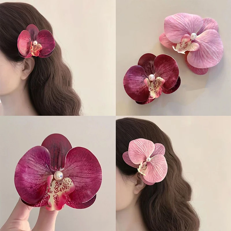 Orchid Hair Clip For Woman Artificial Flower Hairpins Cute Wedding Party Side Clip Hair Accessories Gifts