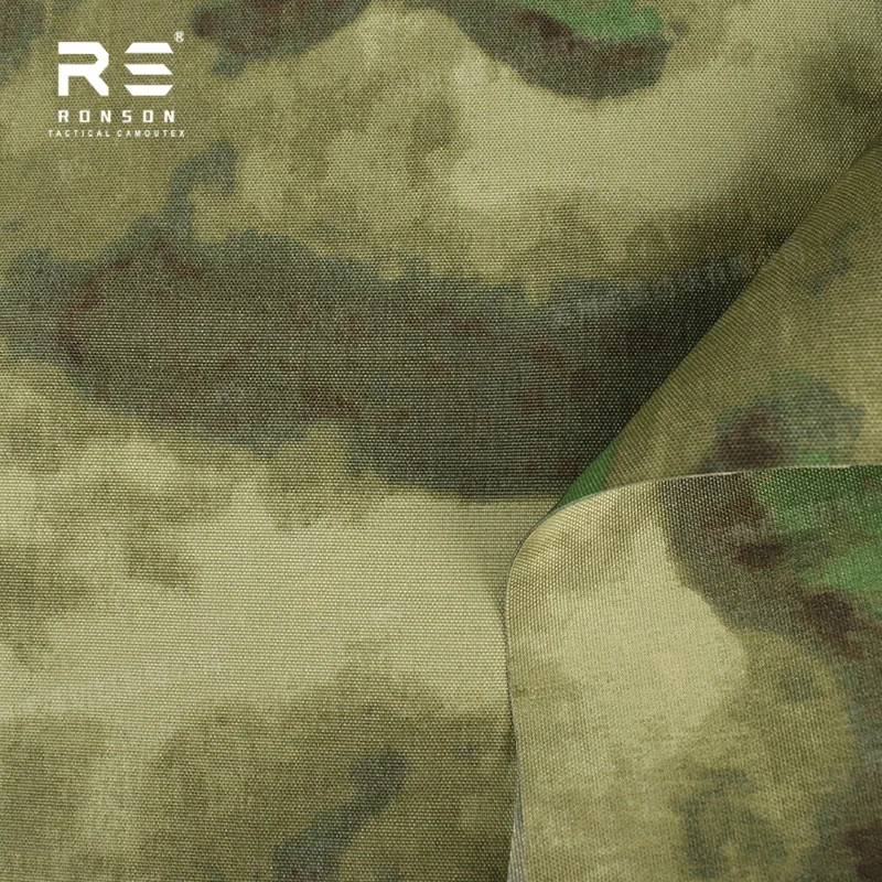 Russia A-TACS-FG Woodland Camouflage 500D Both Sides Print Laminated Nylon Cordura Squadron Laser Cut Fabric for Tactical Vest
