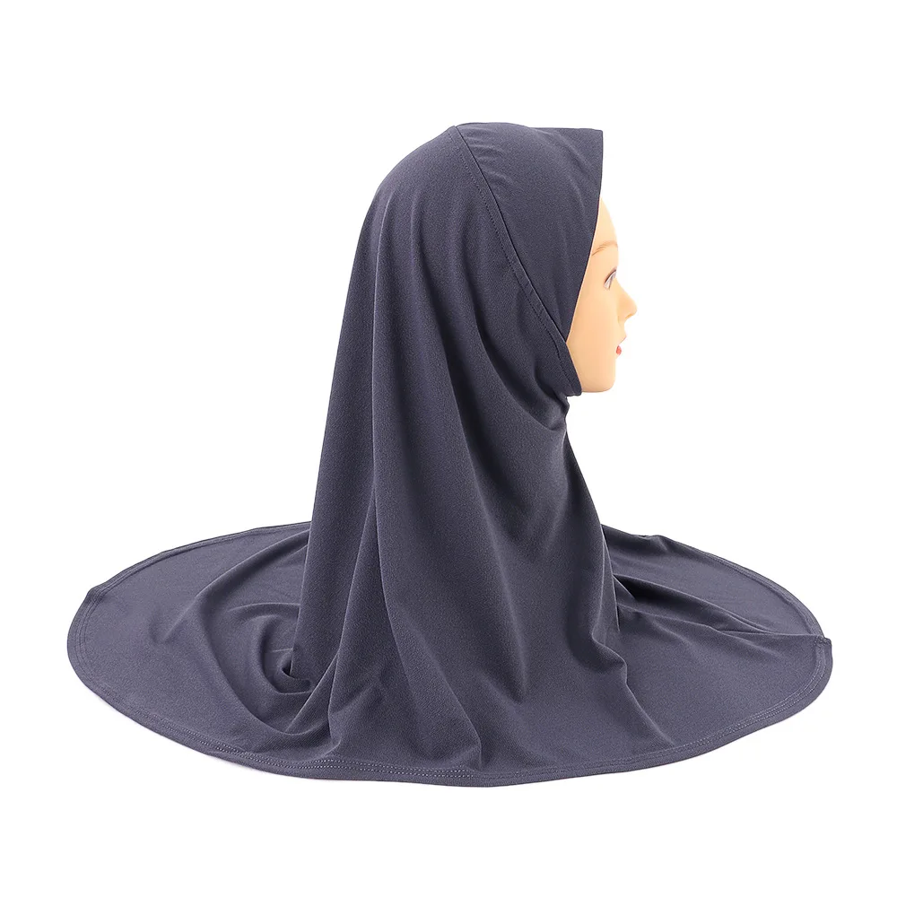 5-12Years Muslim Instant Hijab Chemo Cap Khimar Turban Islamic Arab One Piece Kids Girls Full Cover Shawls Burqa Prayer Ramadan