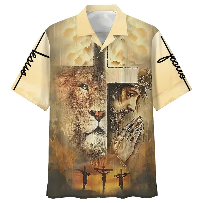 2024 New Faith Over Fear Hawaiian Shirt Jesus Short Sleeves Mens Womens Beach Shirts Summer Cool Floral Shirt Tops Clothes