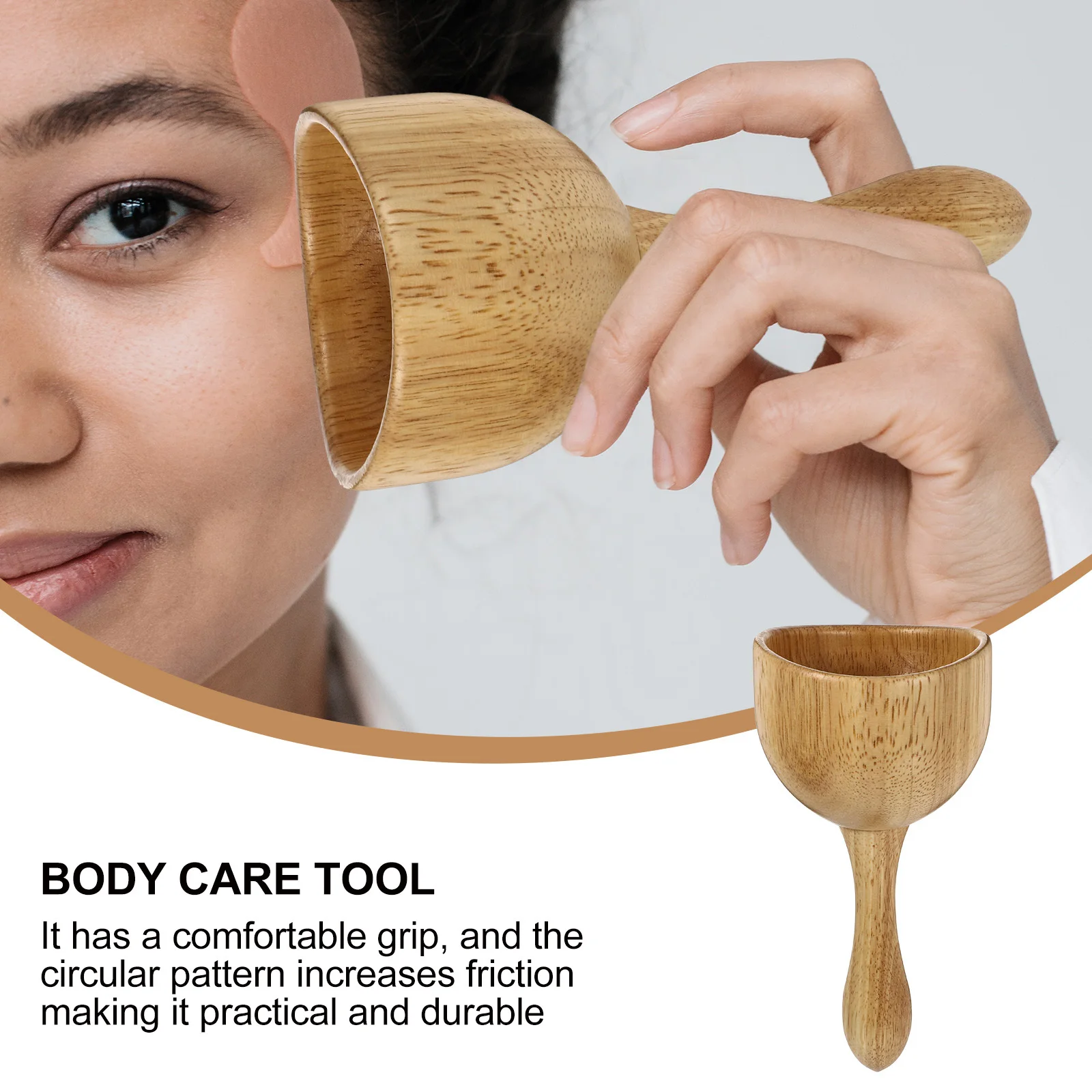1pc Cupping Therapy Device Wood Color Portable Massage Tool Ergonomic Non-Slip Grip For Body Care Lymph Scraping Supply Gua Sha