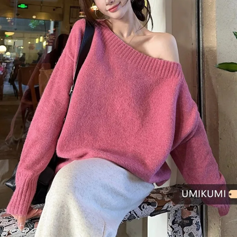 เสื้อสเวตเตอร์ไหมพรมแขนยาว คอวี ผู้หญิง ทรงหลวม สไตล์ลำลอง ยืดได้เล็กน้อย เหมาะสำหรับฤดูใบไม้ร่วง