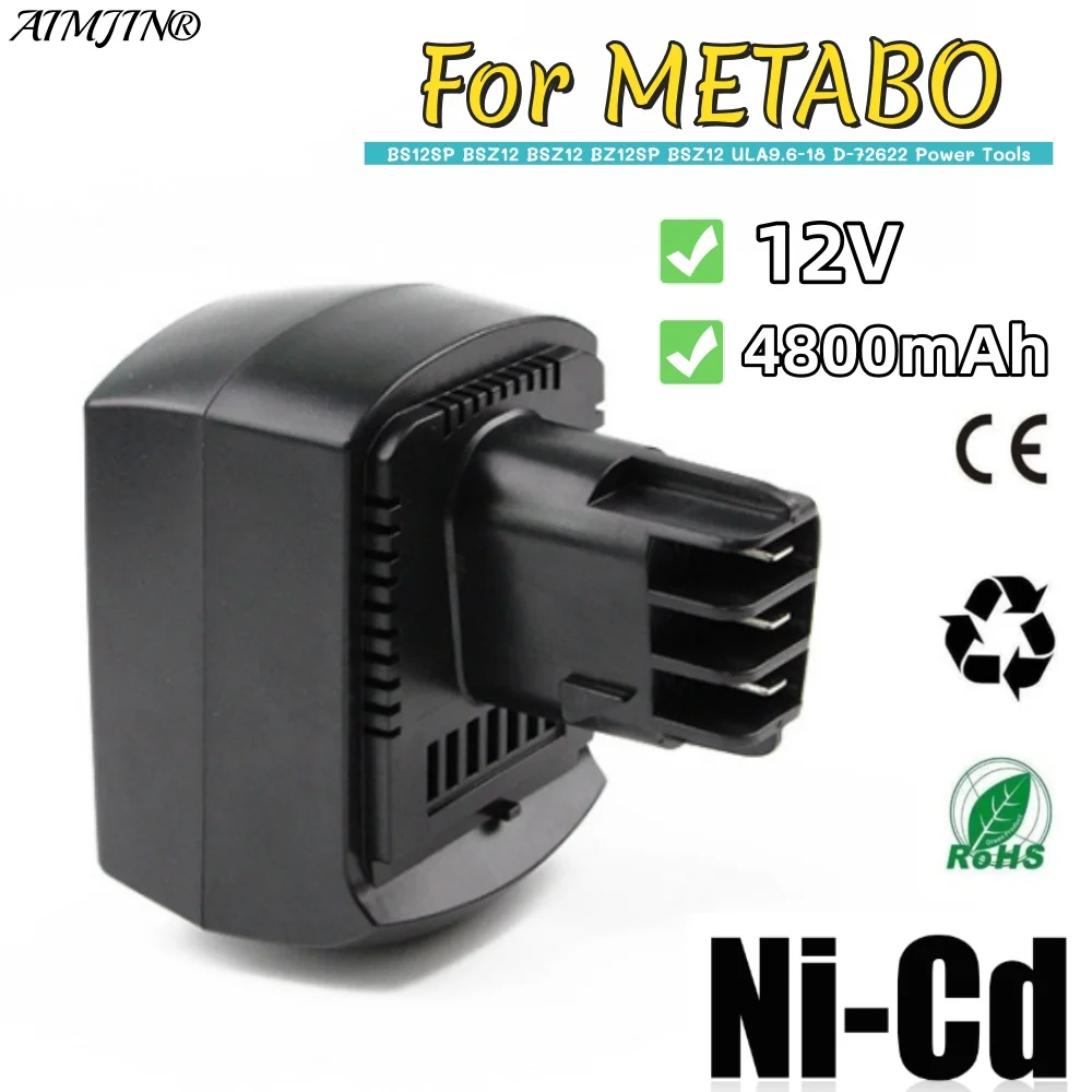 

For Metabo Power Tool Rechargeable Ni-Cd Hydrogen Battery with 12V BZ12SP BS12SP BSZ12 Impurities BSZ12 Premium