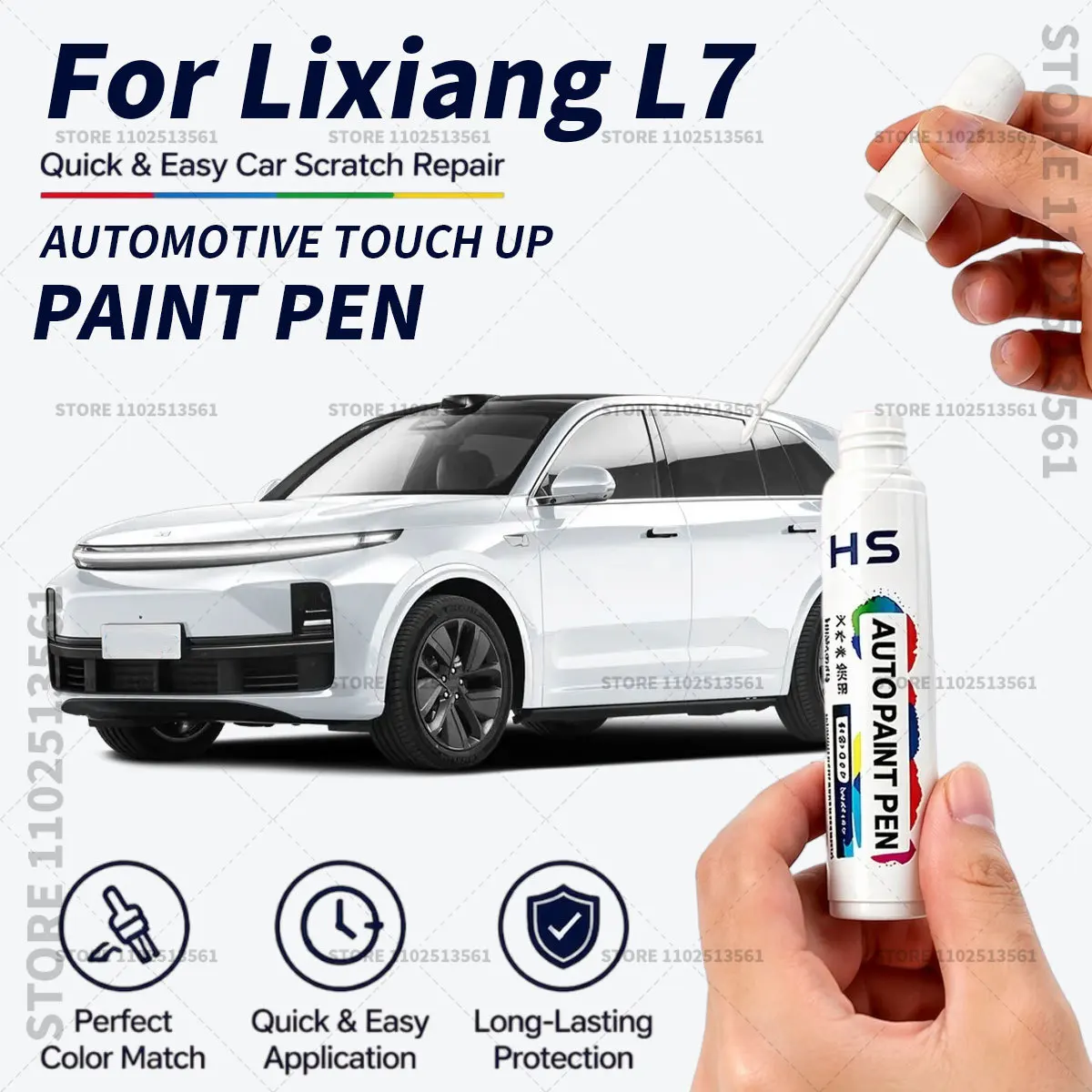 For Leading Ideal Lixiang L7 Touch Up Paint Pen Quick Repair Car Scratch Chip Paint Brush Baby Blue Silver Gray Red Green