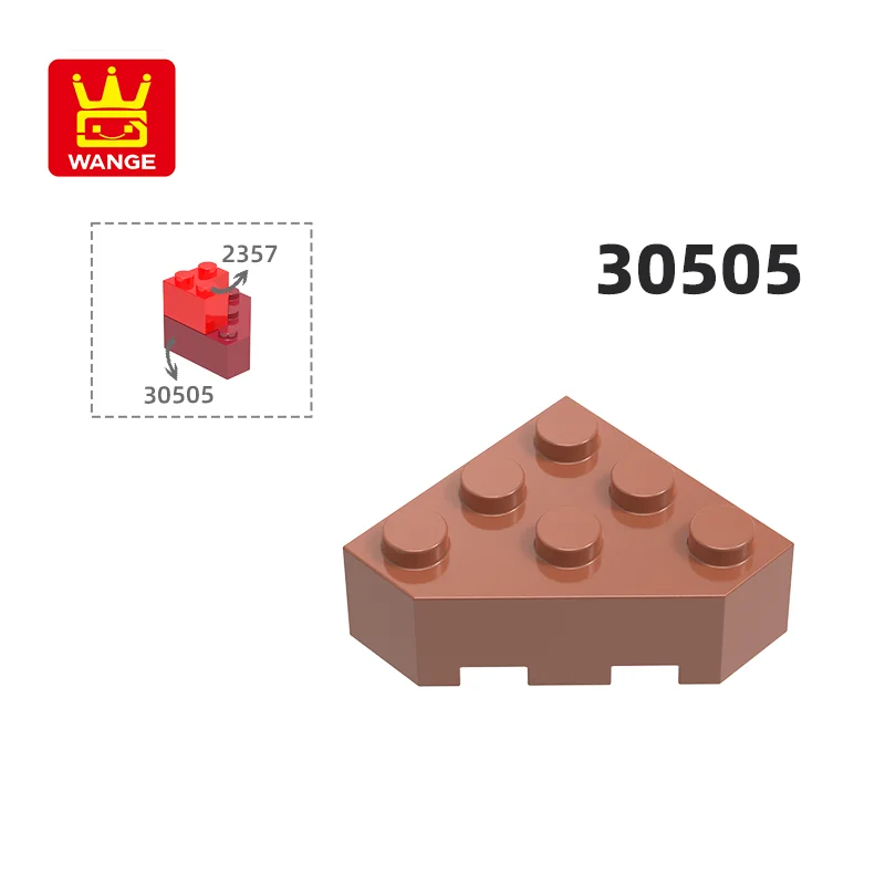 WANGE  30505  100g/48PCS 3x3 Wedge Chamfer 6holes on each side Building Blocks Moc Color Compatible with Brick DIY Toys