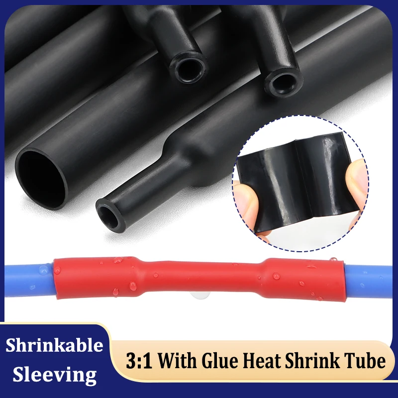 

1 ~ 10m Red Black 3:1 With Glue Heat Shrink Tube 1.6mm ~ 50mm Dual Wall Tubing Adhesive Lined Polyolefin Insulation Cable Sleeve