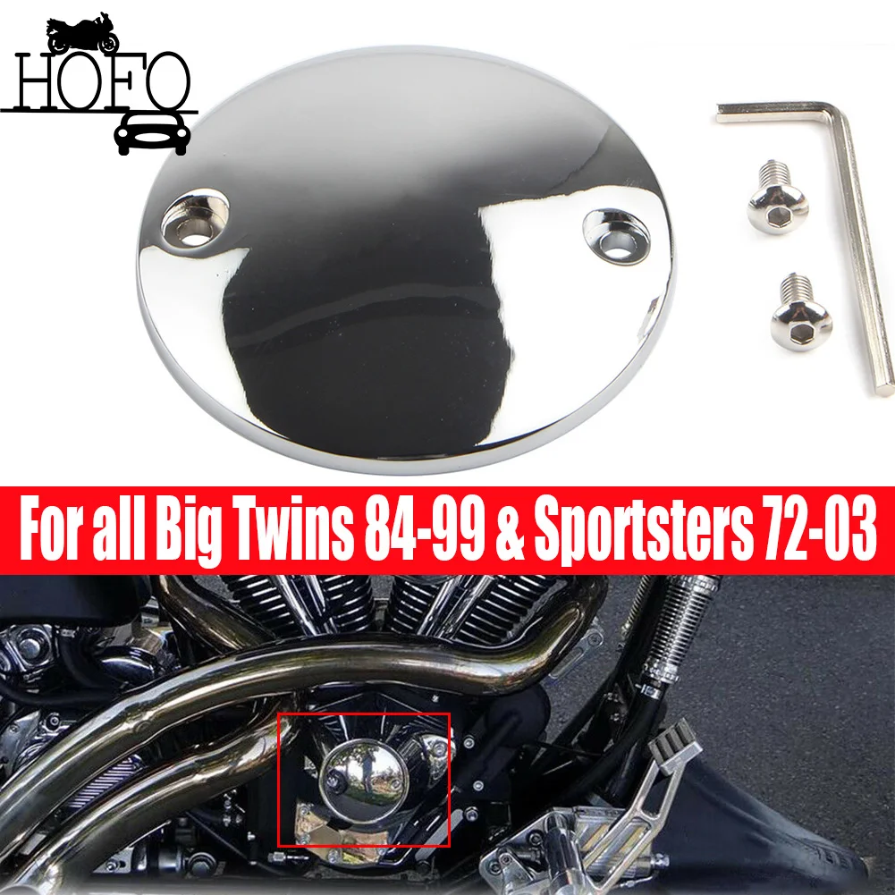 

2Hole Chrome Domed Points Cover Timer For all Big Twins 1984-1999 & Sportsters 1972-2003