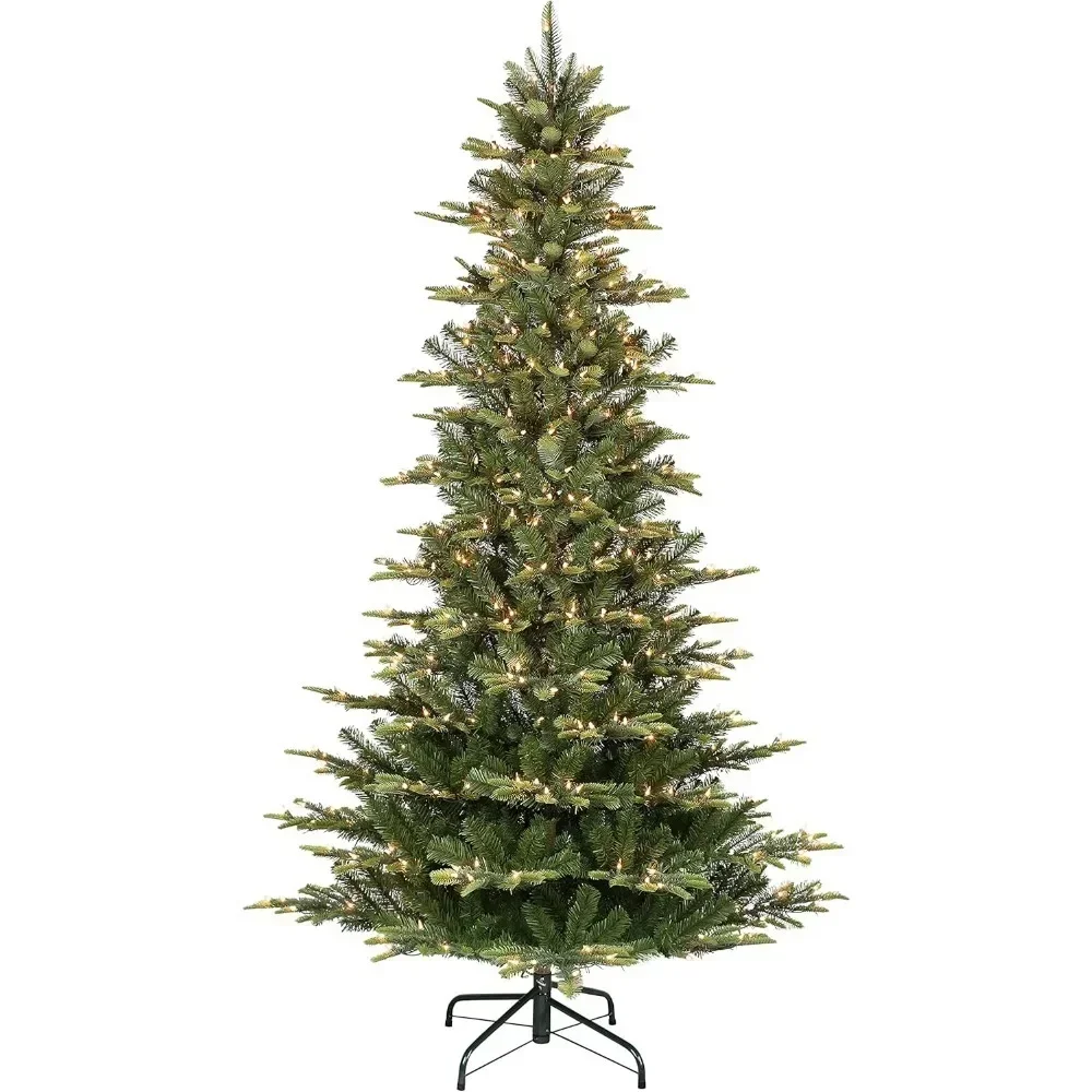 6.5-foot Pre Lit Poplar Tree Artificial Christmas Tree with 500 Green Transparent Lights