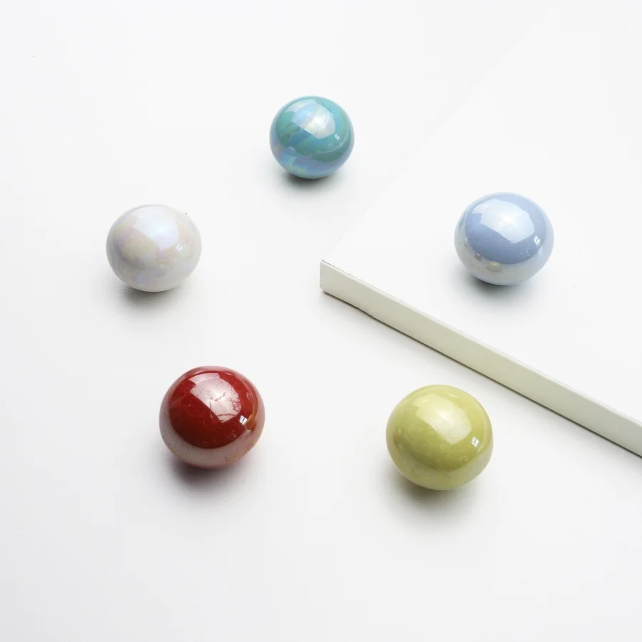 Colored Ceramic Furniture Handle Spherical Cabinet Knob Drawer Shoe Cabinet Wardrobe Door Handle Hardware for Furniture