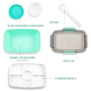 Hộp ăn trưa giường nhựa, hộp lưu trữ, chiết áp Hermetic, được bao phủ bởi dao kéo, dao kéo nhựa, DC05 8 Bộ Tupperware bán hàng chính - №4