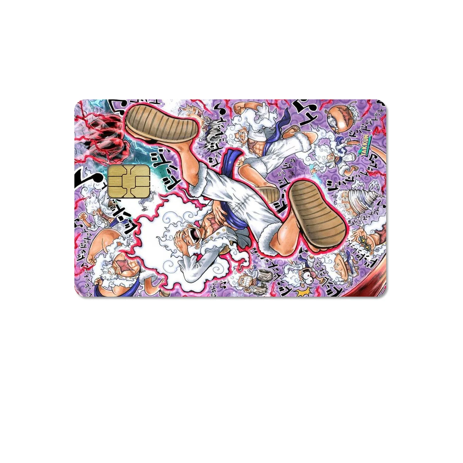 New Cartoon Anime One Piece Gear 5 Luffy Diy HD Matte PVC Sticker Small Chip Credit Card Cover Case Film Skin Sticker Girls Gift