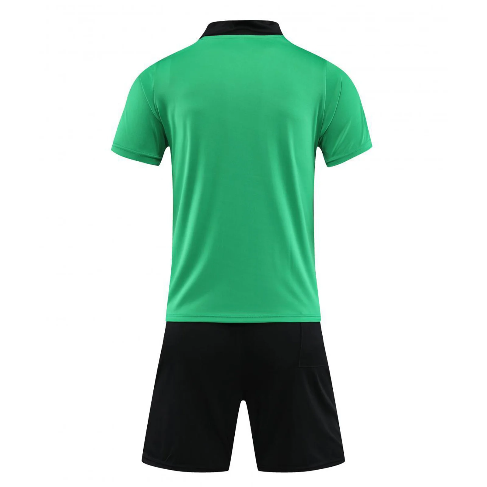 Mens Soccer Referee Uniform Set Football Wear Jersey Suit Short Sleeve Striped Training T-shirt with Drawstring Waistband Shorts