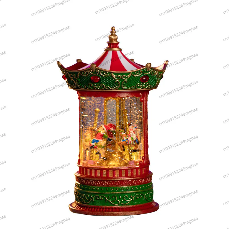 Christmas Glow Playground Carousel Snow Music Box Music Box Children's Christmas Gift Ornament