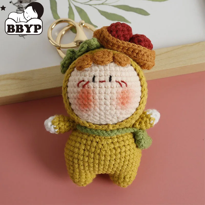 Cartoon peanut Doll Handmade Woven Knitting Yarn Keychain Wool Thread Hook Weaving Crochet Doll Decoration Creative Gifts