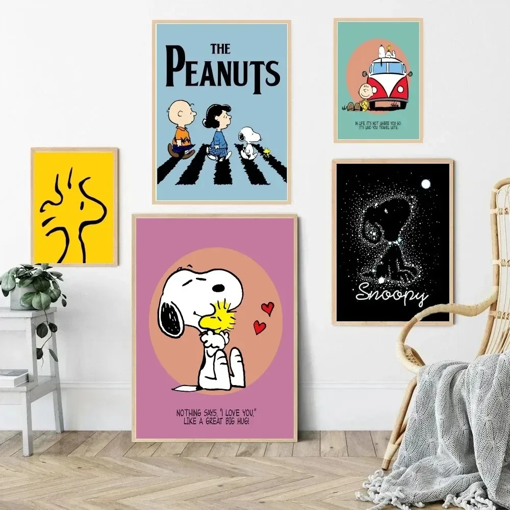 Snoopy Poster Canvas Painting Home Bedroom Entrance Bar Cafe Art Painting Decoration