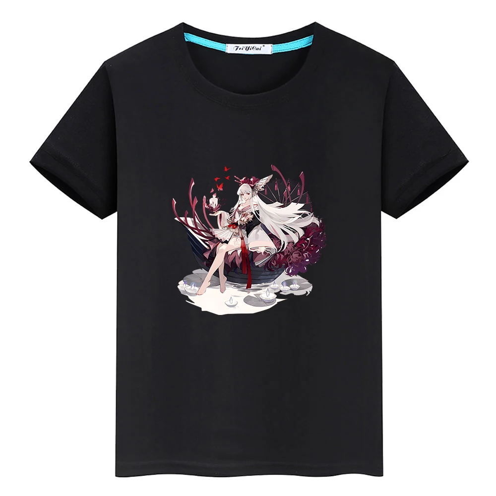 Game Onmyoji Graphic Print T-shirt 100% Cotton Boys and Girls Children Tee-shirt Funny Cartoon Short Sleeve Tshirts Casual Tees