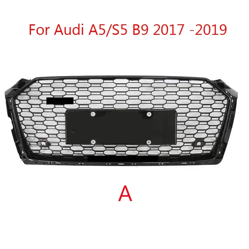 

For RS5 Style Car Styling Front Mesh Grill Grille Black ABS Fit For Audi A5/S5 B9 2017 2018 Without Emblem