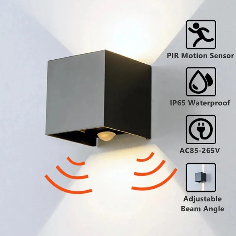 Aluminum LED Wall Lamp Outdoor Waterproof IP65 Interior Wall Light 12W24W Porch Garden Lights Living Room Street Stairs Lighting