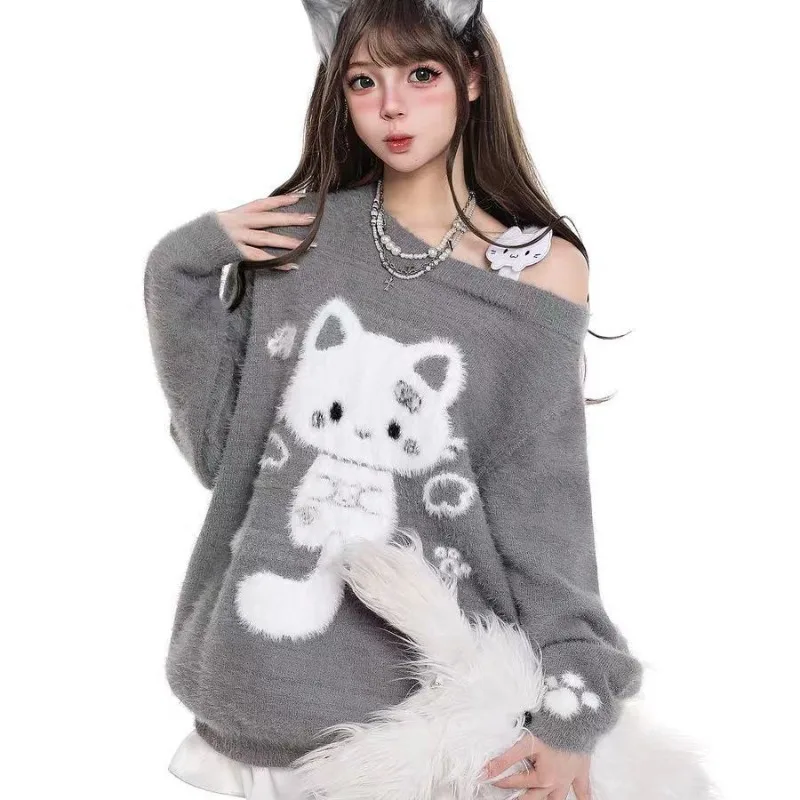 

Autumn Winter Cat Sweater Women Clothing Sueter Mujer Sweet Knitted Pullovers Korean Jumper Fashion Lolita Pullovers Pull Femme