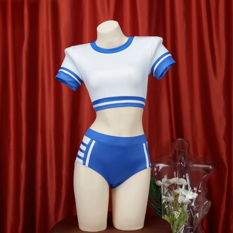 Anime Girls Student Uniform Cosplay School Sports Uniforms Sexy Women Short Sleeve Gym Outfit Tight Short Lingerie Set Costume