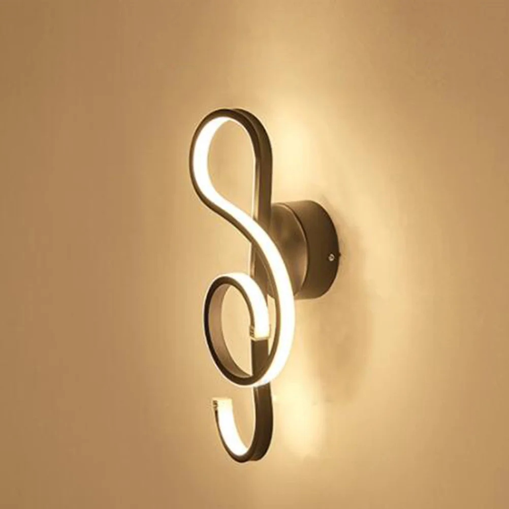 

Music Note LED Wall Lamp Modern Creative Wrought Iron Decorative Light for Bedroom Living Room Study Bar Store Aisle Wall Sconce