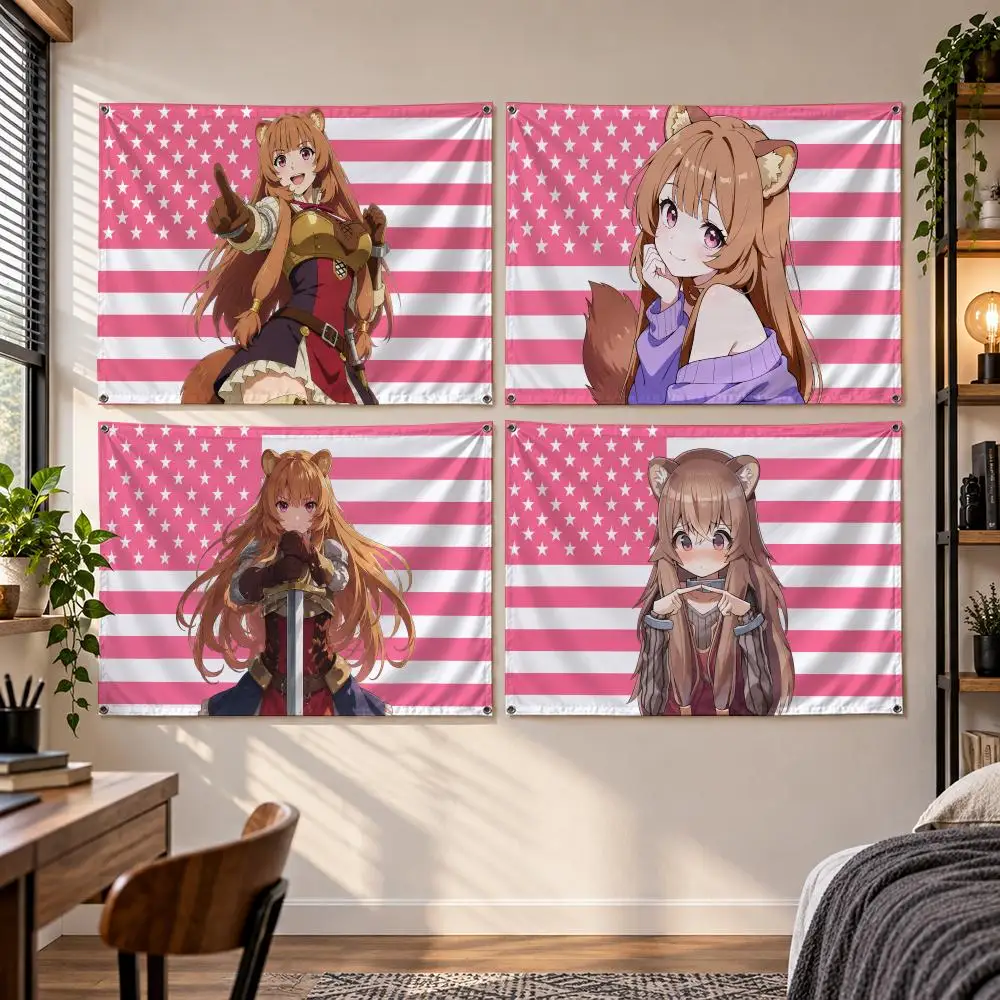 Anime Shield Hero Adventure Expressive R-Raphtalia Flags Banner Decor for Bedroom,Garden,Party,Club,Gaming Room,Indoor Outdoor