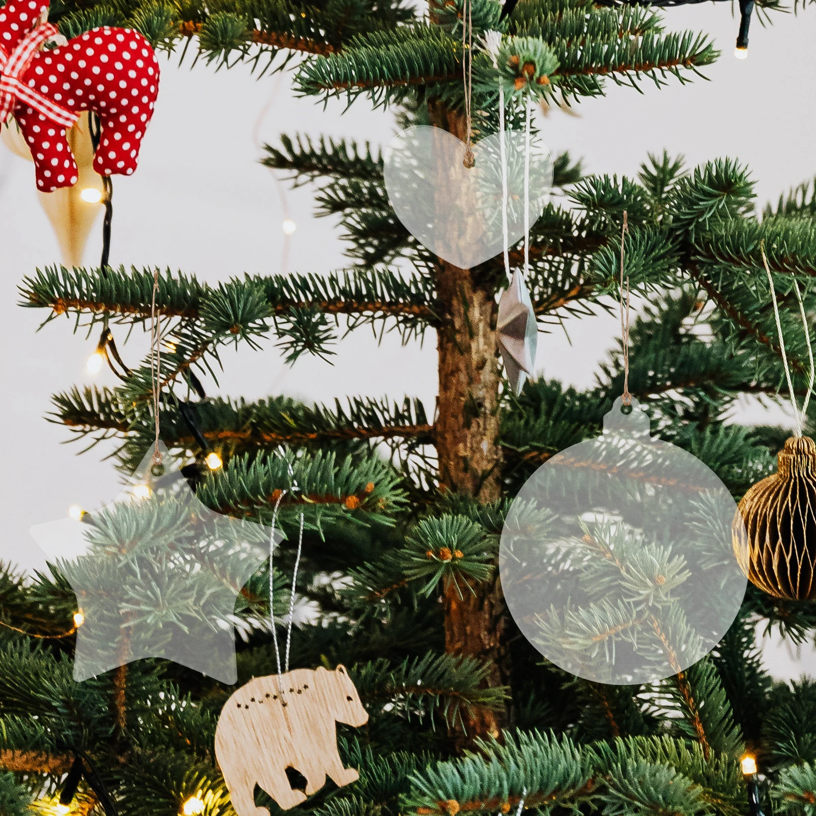 

40 Pcs Photo Pendant Home Decoration Ornaments Decorative Craft Christmas Tree Transparent Clear